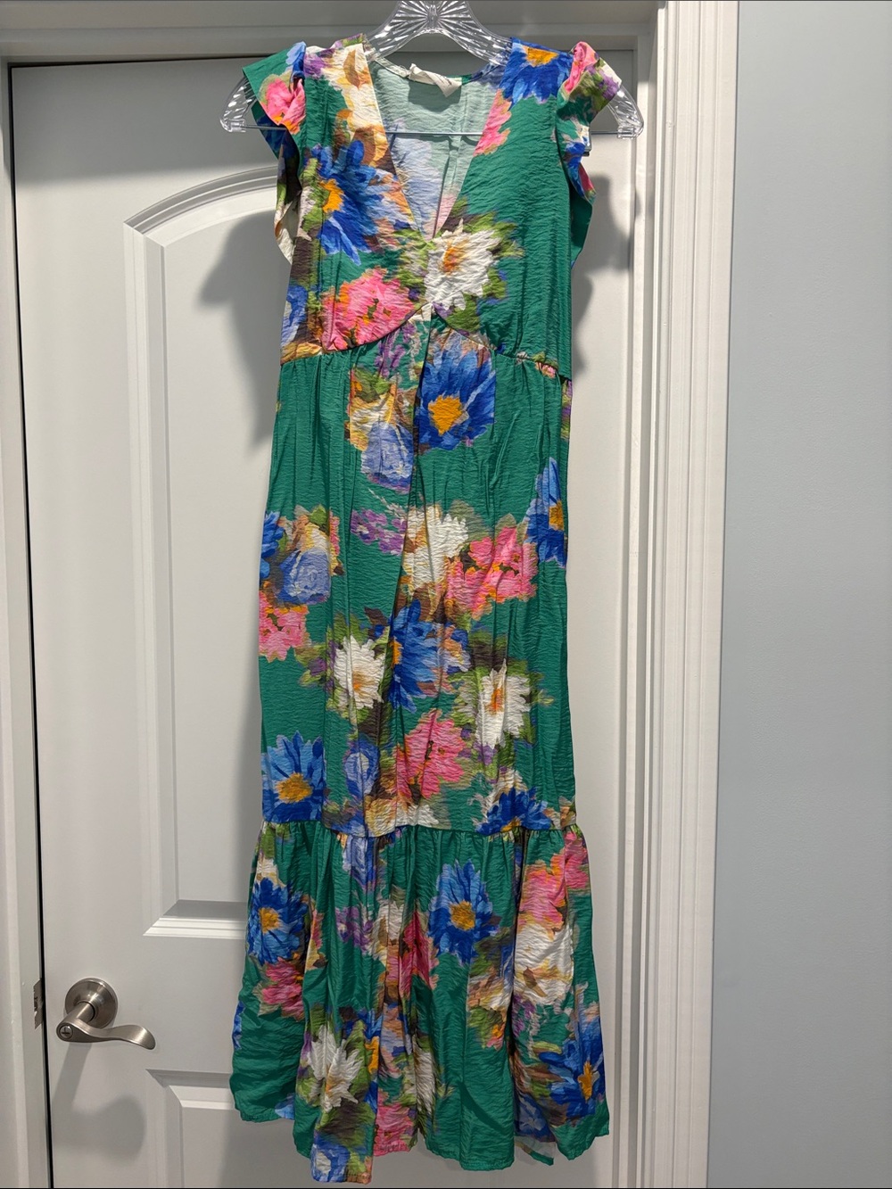 Green floral midi dress